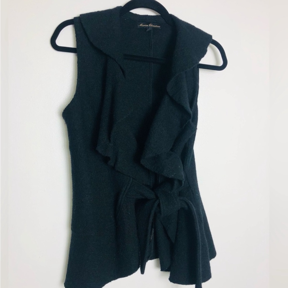 Marisa Christina Black Soft Wool Vest Cardigan